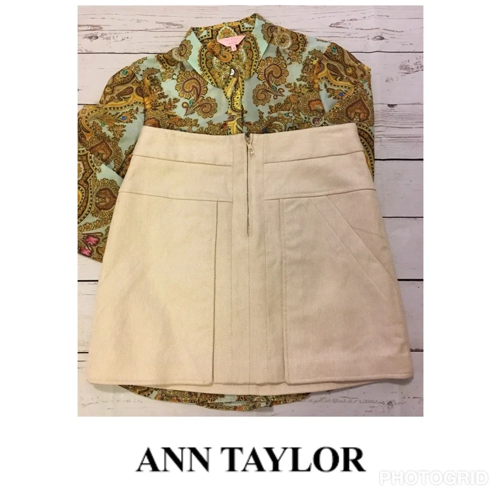 Ann Taylor NEW Lined Linen Cotton Big Pockets S 6 Linen Cotton Lined Career Work